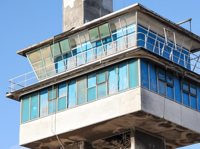 The shipping control tower at end of North Wharf Rd, Docklands is no longer in use and now derelict with its future uncertain. Picture: Ian Currie