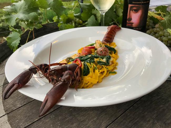 Saffron linguine with yabbie meat. Picture: Jenifer Jagielski