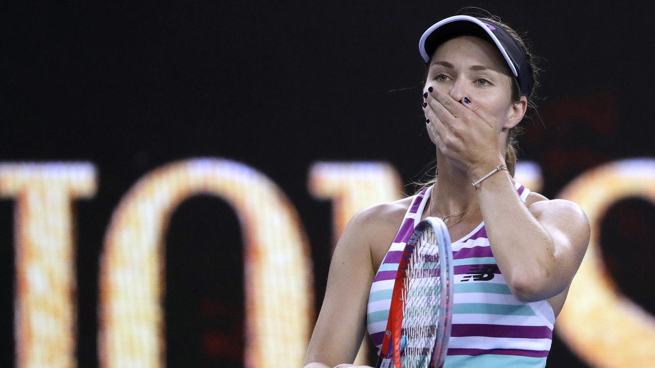 United States' Danielle Collins celebrates at the Australian Open.