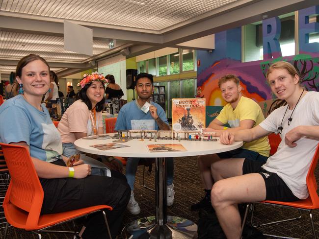 Tayloraye Bailey, Shanae Kuo, Justin Nerosa, Samuel Joestingmeier and Benedikt Joestingmeier at the City of Darwin Geektacular event, 2024. Picture: Pema Tamang Pakhrin