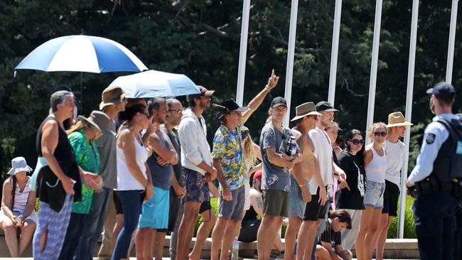 Further protests at Australia's former parliament building in Canberra by a group demonstrating over Aboriginal sovereignty. Picture: Gary Ramage