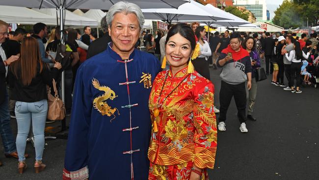 Liberal MP Jing Lee, with husband Eddie Liew in Adelaide’s Chinatown, says ‘I am a proud Australian with a rich Malaysian-Chinese heritage. Picture: Tom Huntley