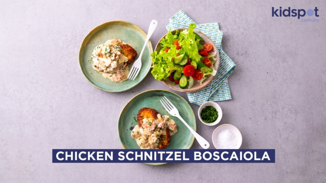 Chicken schnitzel boscaiola