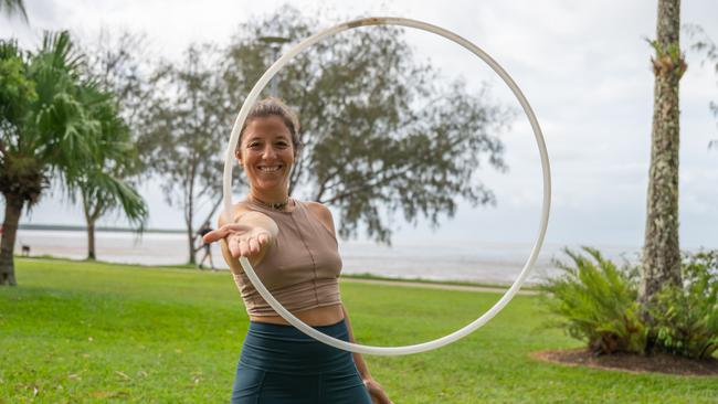 Martina Grigio catches a break in the weather on the Esplanade on Monday afternoon. Picture Emily Barker.