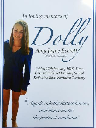 The funeral card for Amy ‘Dolly’ Everett.