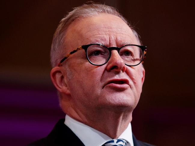 SYDNEY, AUSTRALIA - NewsWire Photos MARCH 13, 2025: Prime Minister Anthony Albanese during his speech at the 2025 Western Sydney Airport City Summit. Picture: NewsWire / Nikki Short