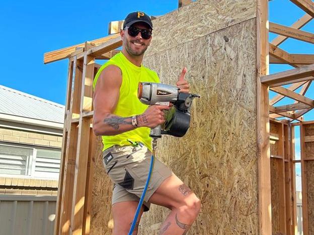 Kyle Chalmers works as a tradie in Adelaide. Picture: Supplied