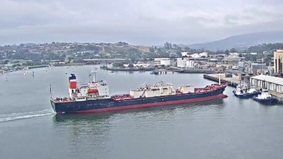 The cement ship the Goliath just before it collided with the wharf and sunk two tugs. Picture: File