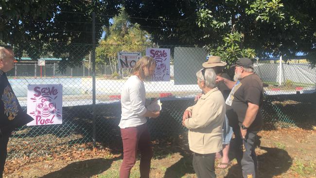 Angry residents at the closed pool at Eagleby.