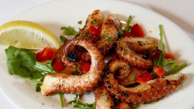 Thaleia Greek restaurant’s entree of octopus. Picture: Toby Zerna