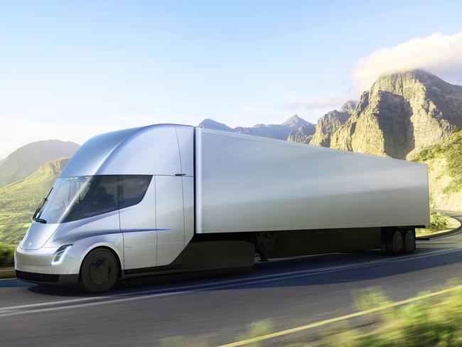 The new electric semitractor-trailer. Picture: Tesla via AP