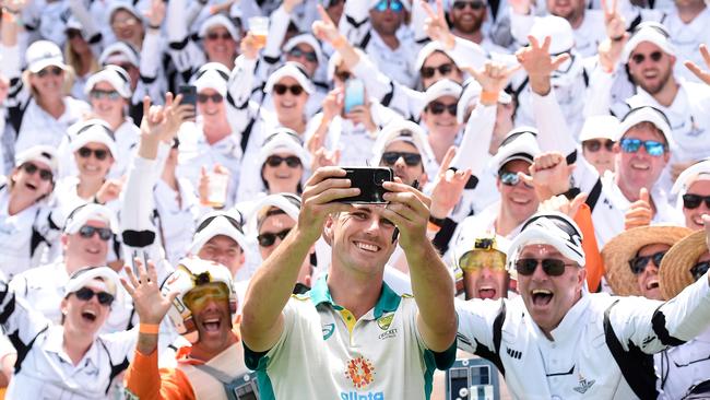 Australian captain Pat Cummins takes a 'selfie' with fans during the 2021 Ashes. Scenes like this could play out on the Gold Coast in coming years. (Photo by Matt Roberts - CA/Cricket Australia via Getty Images)