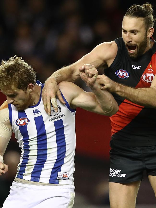 Cale Hooker copped some attention in Round 18 after he targeted young Kangaroo Daniel Nielson. Picture: Getty Images