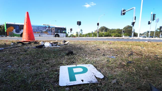 The scene of a fatal car crash at Palm Beach on the Gold Coast. Picture Glenn Hampson