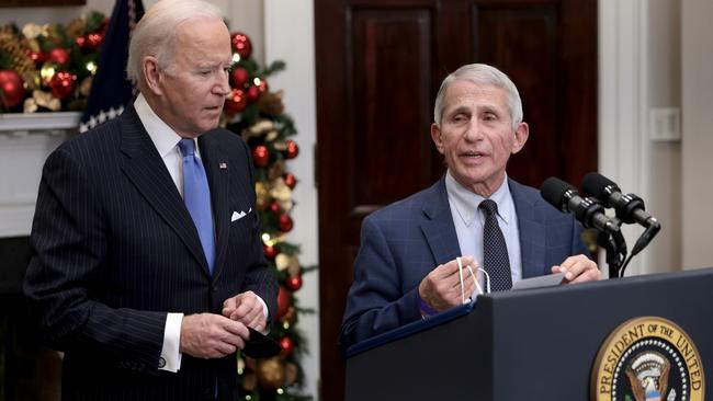 Anthony Fauci and U.S. President Joe Biden. (Photo by Anna Moneymaker/Getty Images)