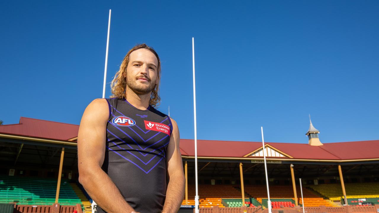 Fremantle AFL footballer, James Aish at Norwood Football Club. Picture: Ben Clark