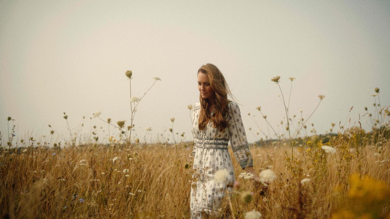 Kate walking in a field in Norfolk in September. Picture: Will Warr/Kensington Palace/AFP