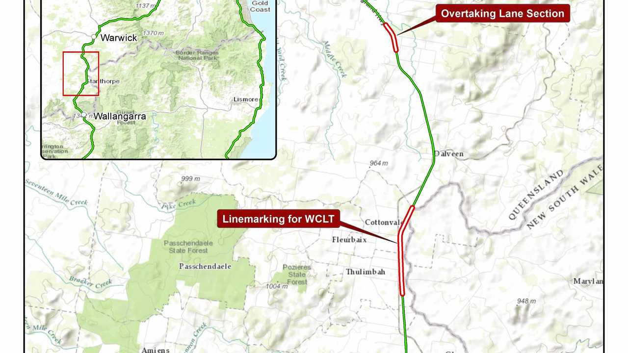 Map of the proposed upgrade works for the New England Highway. Picture: Contributed