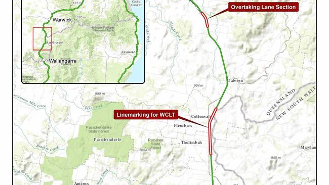 Map of the proposed upgrade works for the New England Highway. Picture: Contributed