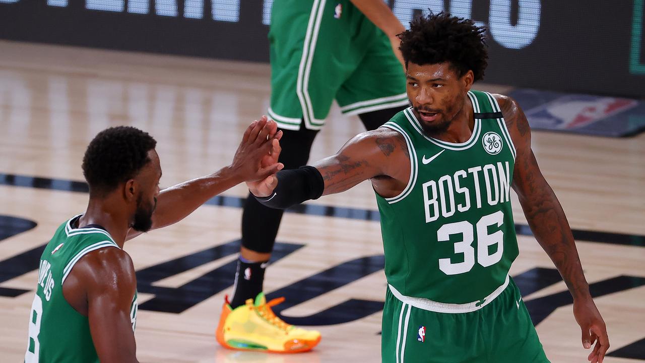 The Boston Celtics are on the board with the series at 2-1.