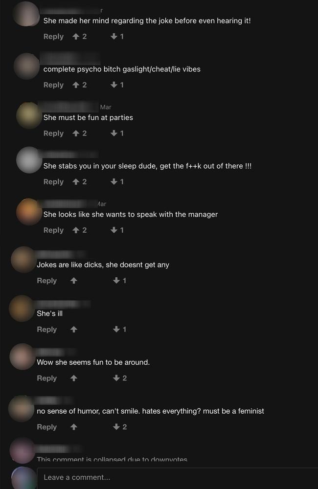 Vile comments about Stephanie posted on 9gag.