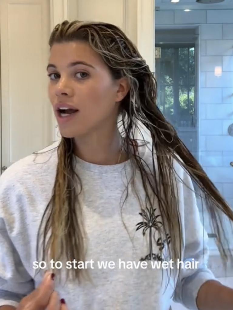 But in it, she revealed she styled her locks with wet hair. Picture: TikTok/Sofia Richie Grainge