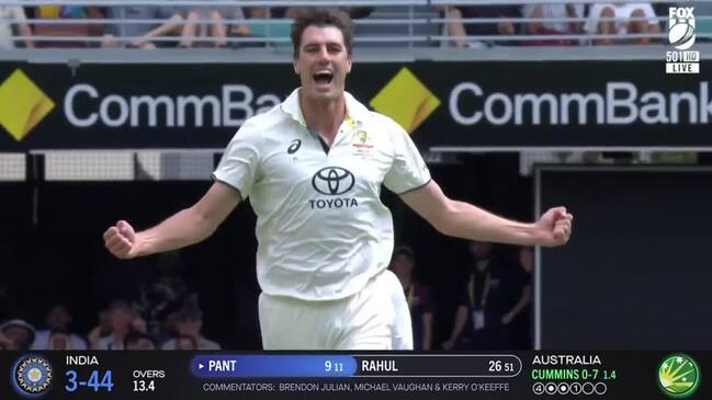 Cummins get his first of the third Test, picking up the big wicket of Pant