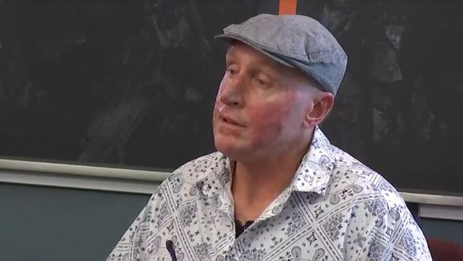 Injured Grosvenor miner Wayne Sellars speaks at the Queensland coal mining board of inquiry.