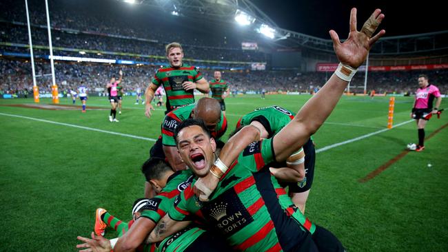 John Sutton (centre) during the 2014 NRL Grand Final. Picture: Gregg Porteous