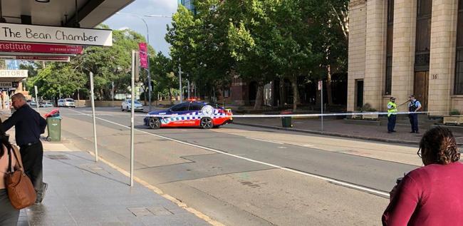 Police outside the court precinct. Picture: Snow Queen J / Twitter