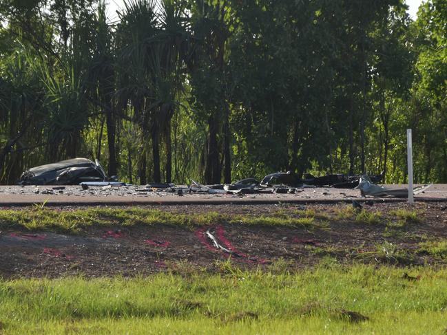 Debris strewn across the road on Roystonea Ave this morning.