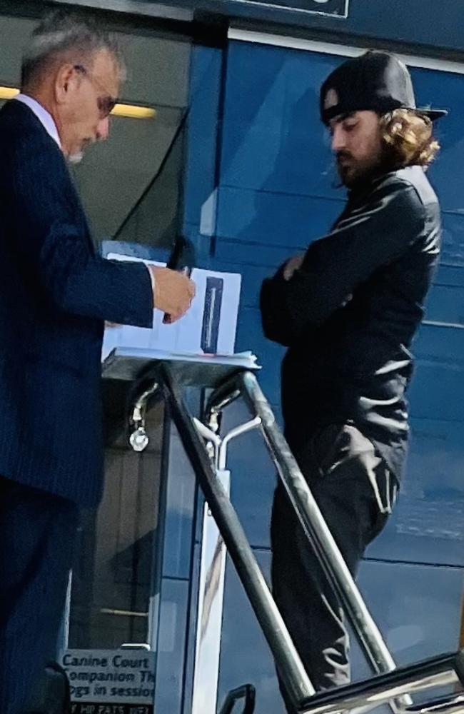 Bodie Everett (right) at Taree Local Court on Monday, after being sentenced for various charges including assault and possessing drugs.