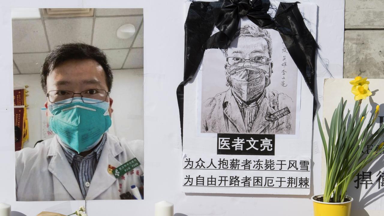 Dr Li Wenliang, the whistleblower of the coronavirus, has become a defining symbol of Chinese authorities’ repression. Picture: Mark Ralston/AFP