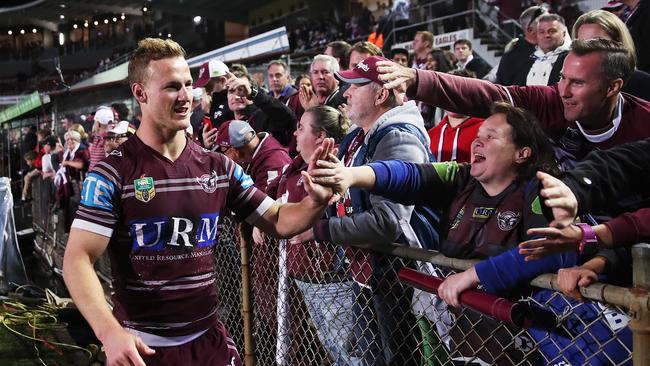 Manly fans with club captain Daly Cherry-Evans. Picture. Phil Hillyard