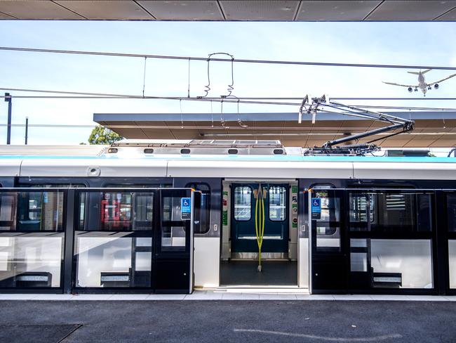 Sydney Metro City and Southwest train TS45 at Sydenham station during testing.