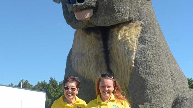 FURRY FRIENDS: Lindell Lutton, Angela Chant and Lucy visit the Townsville Cultural Festival ambassador in Rockhampton Friday. Picture: Jann Houley