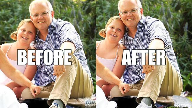 Before and after the dodgy Photoshopping.