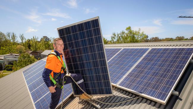 Origin Energy solar installation field supervisor Jack Smyth. Picture: Jason Edwards