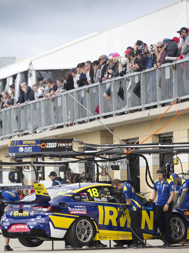 Mark Winterbottom of Team Irwin Racing during practice 3 at Symmons Plains. PICTURE CHRIS KIDD