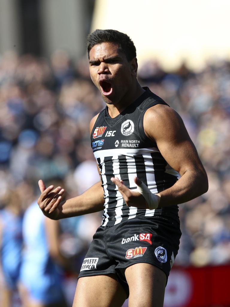 Jake Neade celebrates his first goal. Picture Sarah Reed