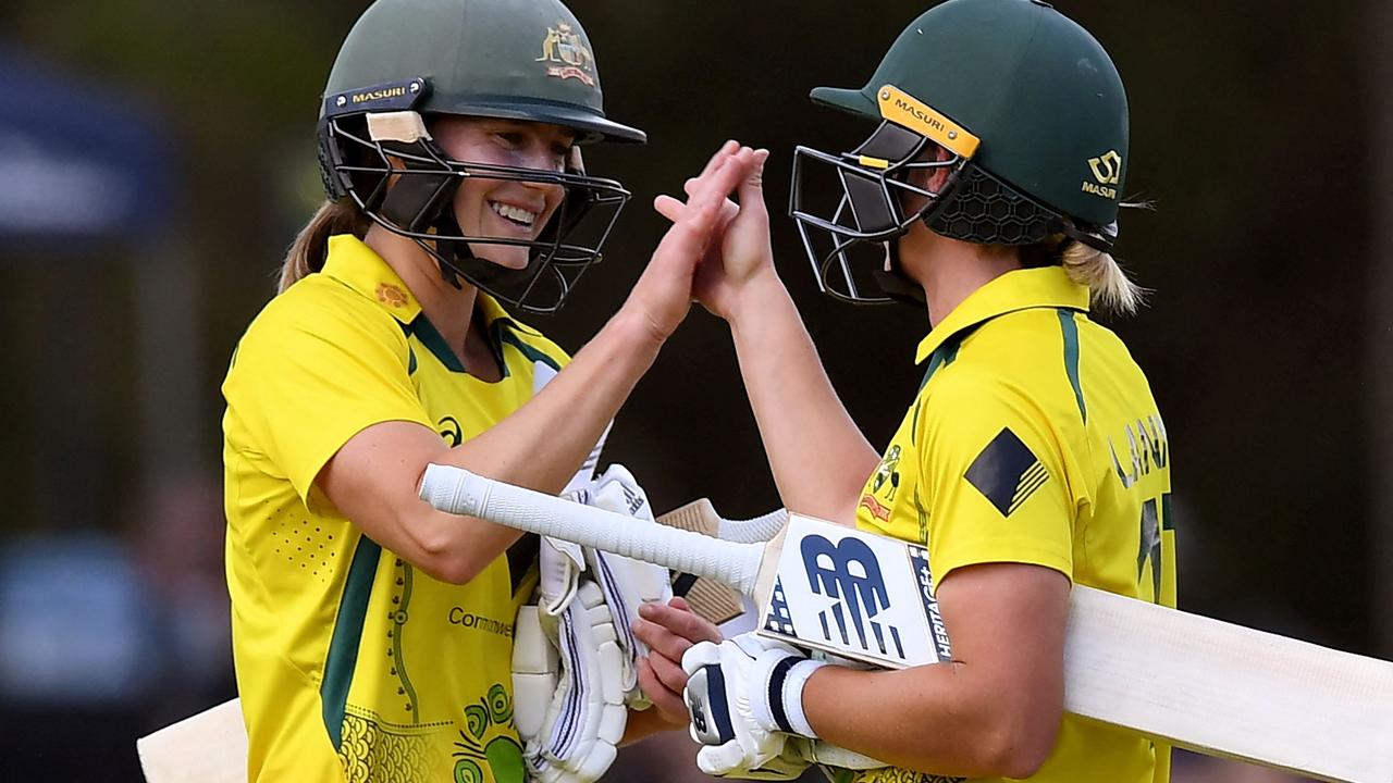 Australia's Ellyse Perry (left) could still join her and captain Meg Lanning in the World Cup final if recalled as a specialist batsman.