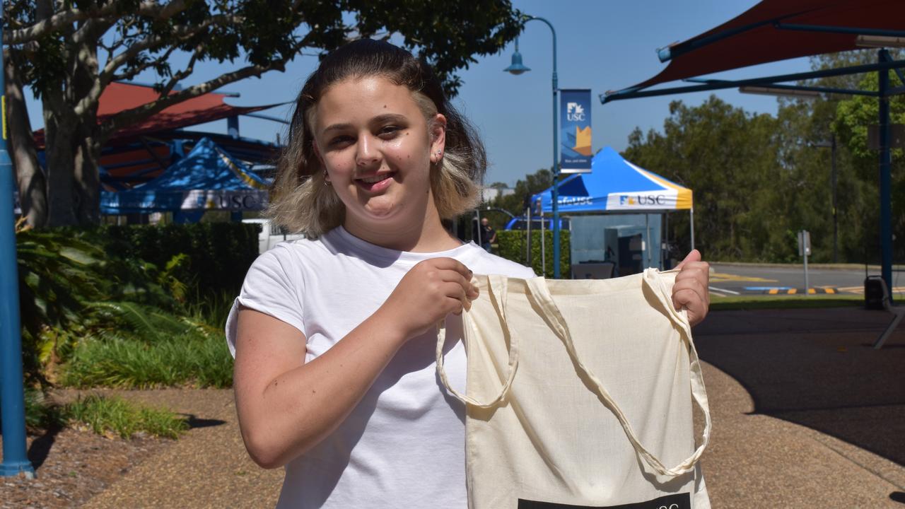 New USC Fraser Coast student Hannah McKendrick at orientation day at USC Fraser Coast. Photo: Stuart Fast