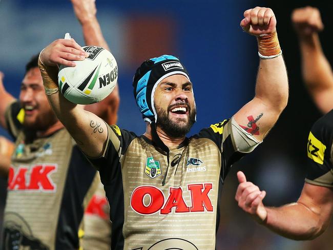 Jamie Soward celebrates the Panthers’ last-gasp win over the Eels.