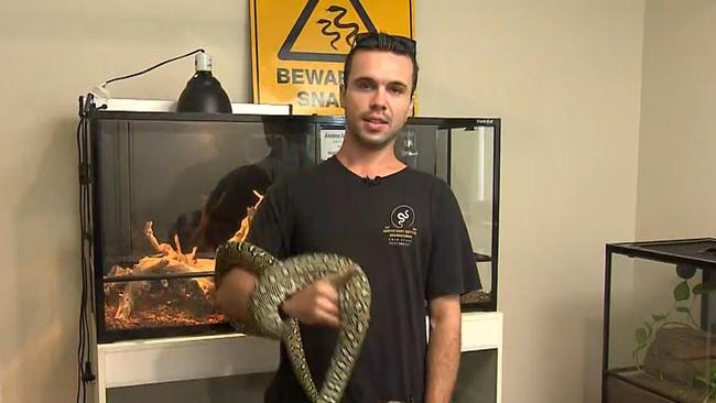 Mitch Thorburn has been passionate about snakes from an early age. Picture: 9News.