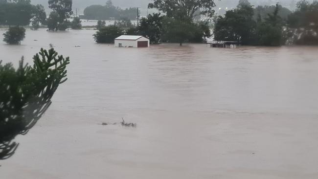 In Grantham in Queensland’s Lockyer Valley, flooding forced evacuations. Picture: Greg Van Zelst