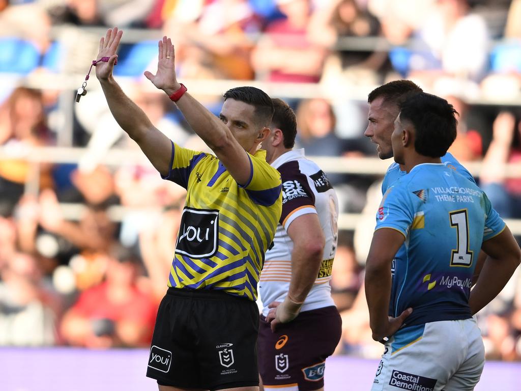 Keano Kini was sin-binned for a professional foul. Picture: Getty Images