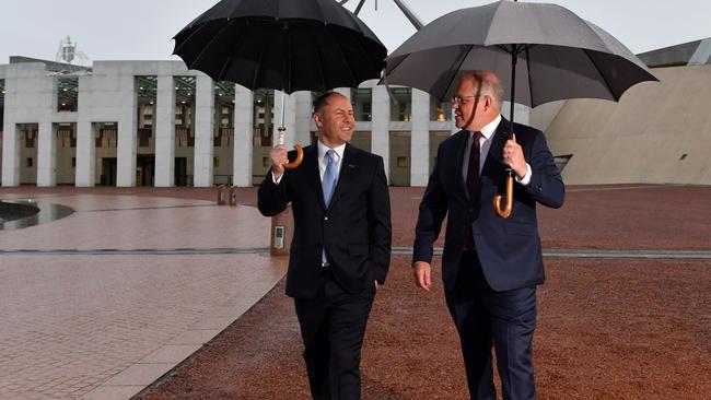 Treasurer Josh Frydenberg and Prime Minister Scott Morrison out and about this morning after handing down the Budget.