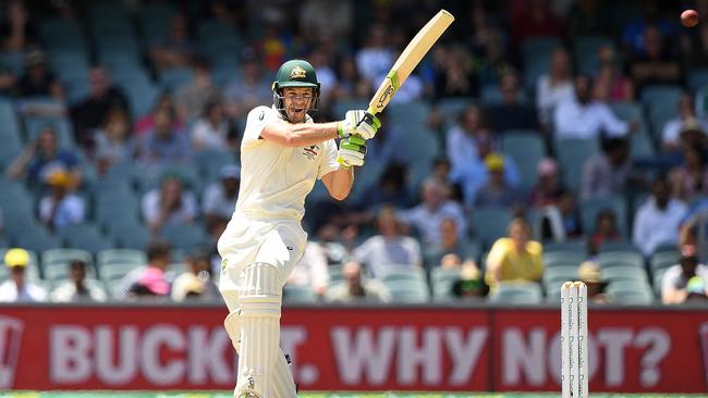 Former Australian Captain Tim Paine in action in the first Test match between Australia and India at the Adelaide Oval in 2018. Picture: AAP Image/Dave Hunt