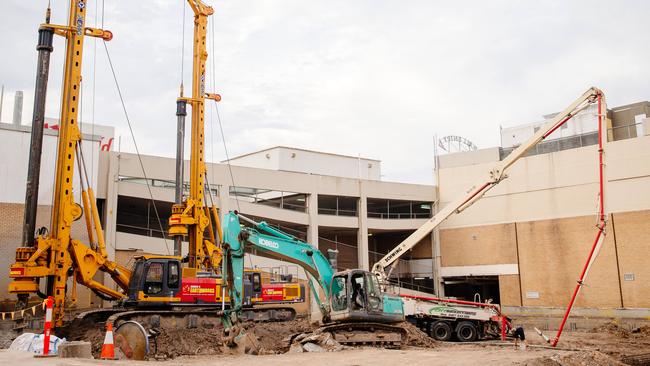 Construction work at the new UWS building on Macquarie Street, Liverpool. Picture: Jonathan Ng