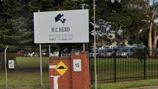 The incident happened at the M.C. Herd abattoir in Corio, near Geelong. Picture: Google